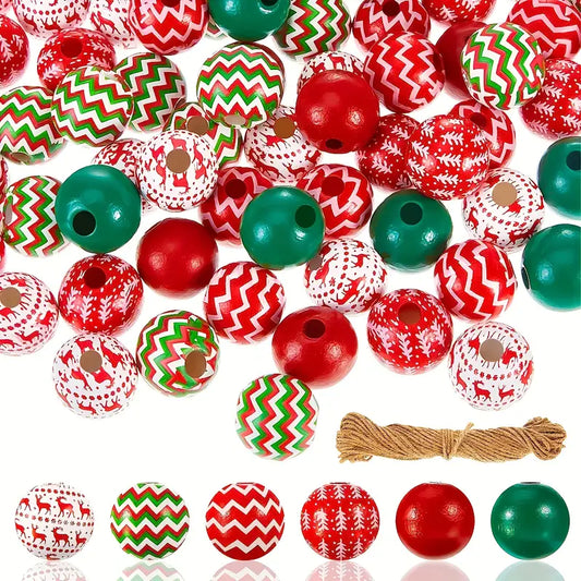 Christmas Sweater Design Wooden Beads - Set of 60 - Sugar Pink Boutique