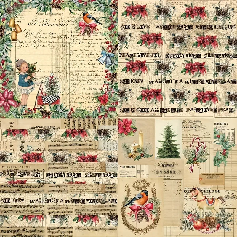 Vintage Style Christmas Designs Paper Collection - 6" x 6" - 24- Sheets - Sugar Pink Boutique