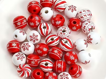 Winter Sweater Wooden Beads - Set of 50
