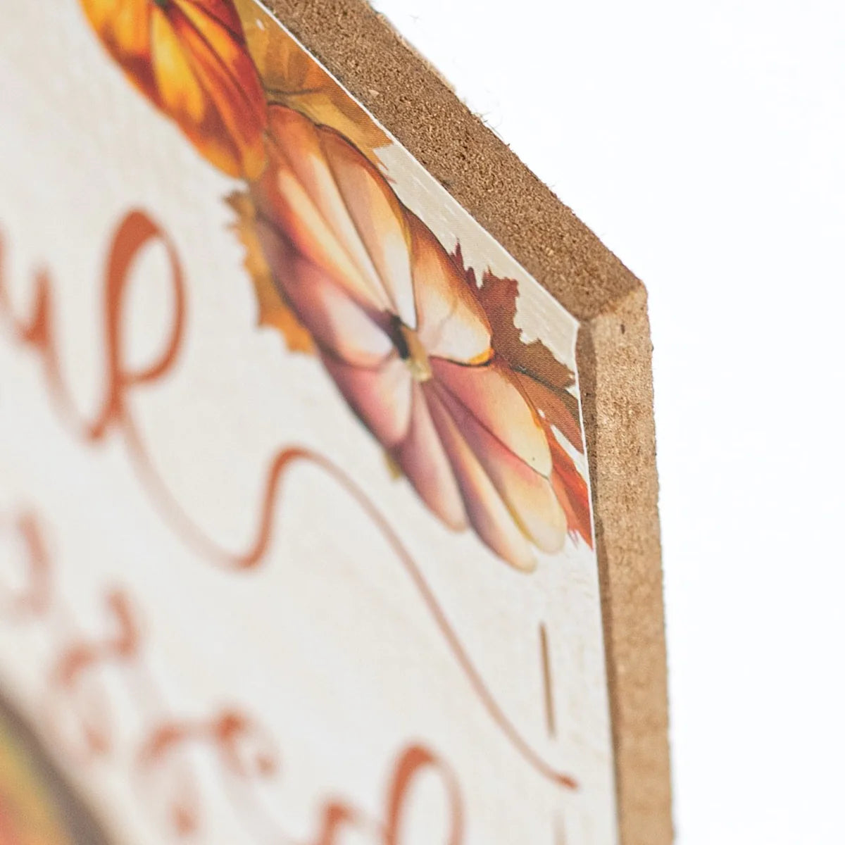 10" Square Wooden Sign: Thankful, Grateful, Blessed Cornucopia