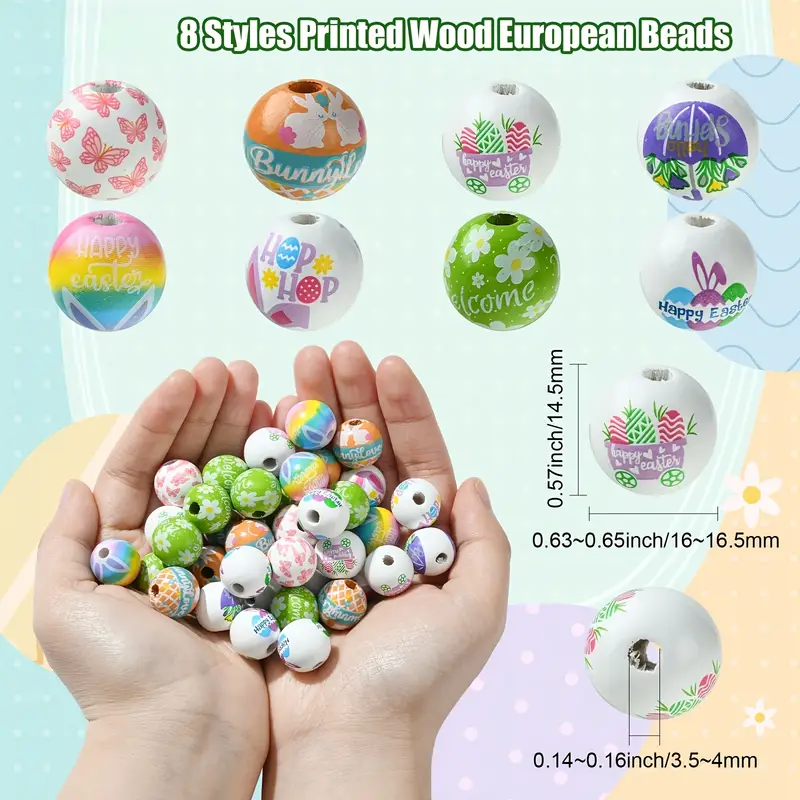Easter Wooden Beads - Set of 55 - Sugar Pink Boutique