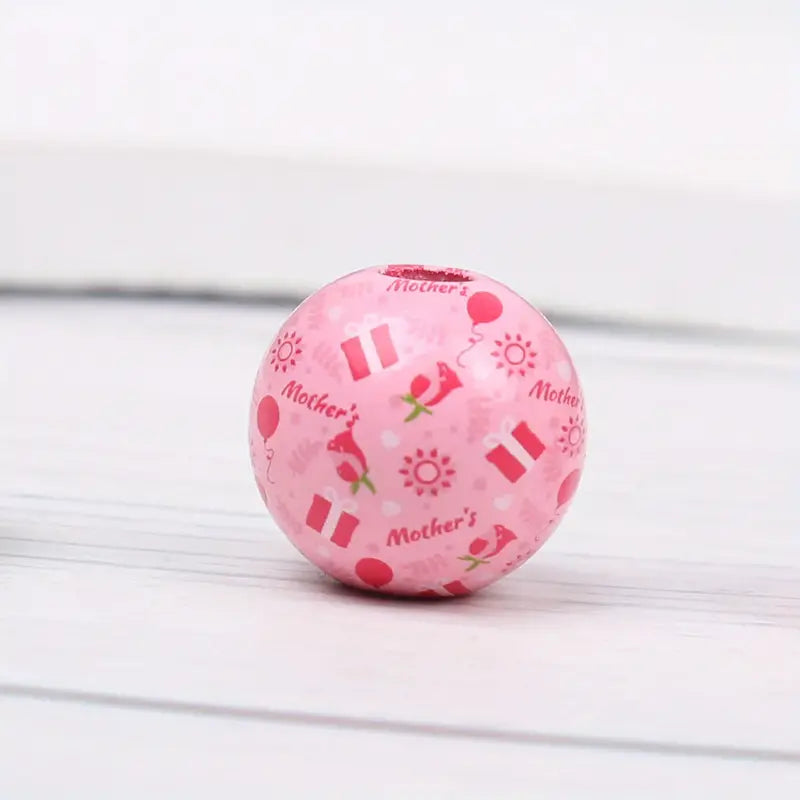 Mother’s Day Pink Floral Wooden Beads - Set of 50 - Sugar Pink Boutique