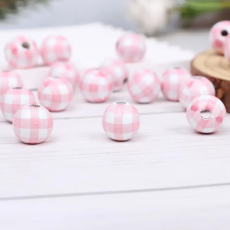 Mother’s Day Pink Floral Wooden Beads - Set of 50 - Sugar Pink Boutique