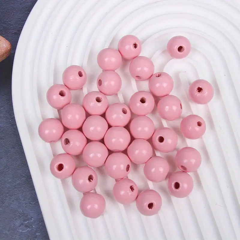 Mother’s Day Pink Floral Wooden Beads - Set of 50 - Sugar Pink Boutique