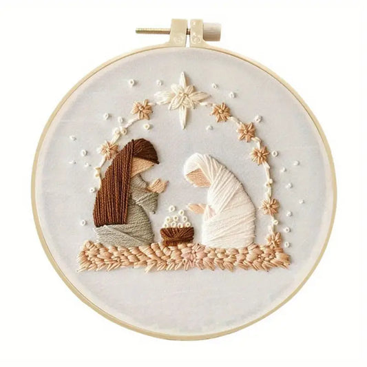 Nativity Scene Embroidery Starter KIT for DIY Beginners - Sugar Pink Boutique
