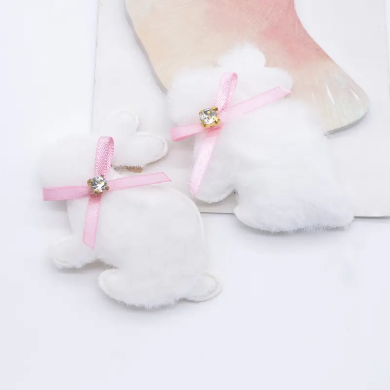 Set of 3 - Fuzzy Bunny Rabbit Appliques - 2 1/2"