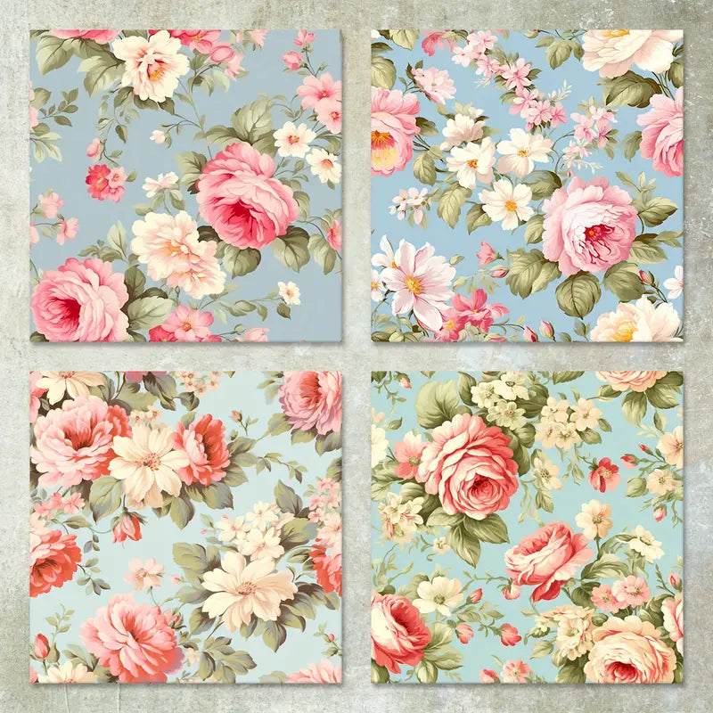 Shabby Chic Floral Blue and Pink 6" x 6" Paper Collection - 36- Sheets