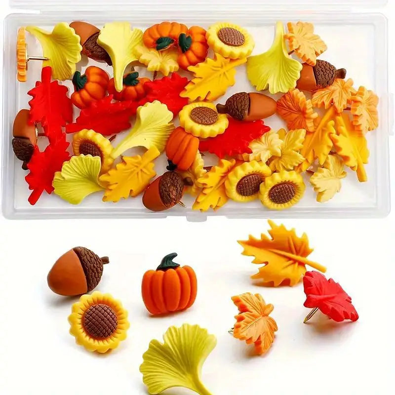 Fall Theme Thumbtacks - Set of 40