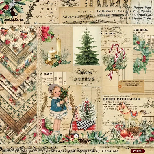 Vintage Style Christmas Designs Paper Collection - 6" x 6" - 24- Sheets - Sugar Pink Boutique