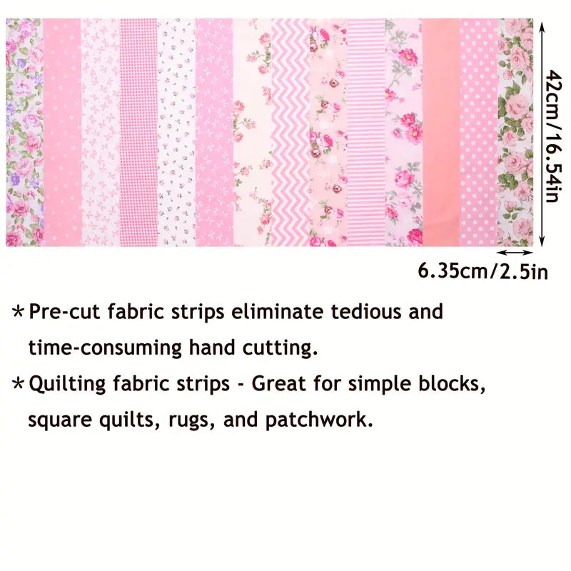 Shabby Chic Pink Floral Jelly Roll - 2.5" X 16.54" - Set of 42 Fabric Stripes