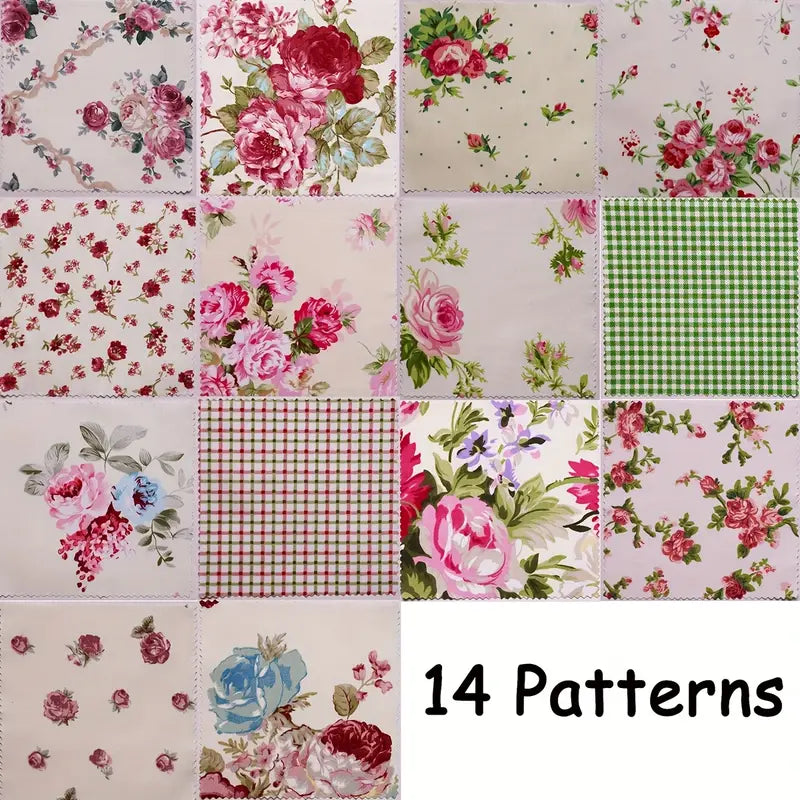 Shabby Chic Vintage Style Floral & Gingham Charm Pack - 5" X 5" - Set of 42 Fabric Squares