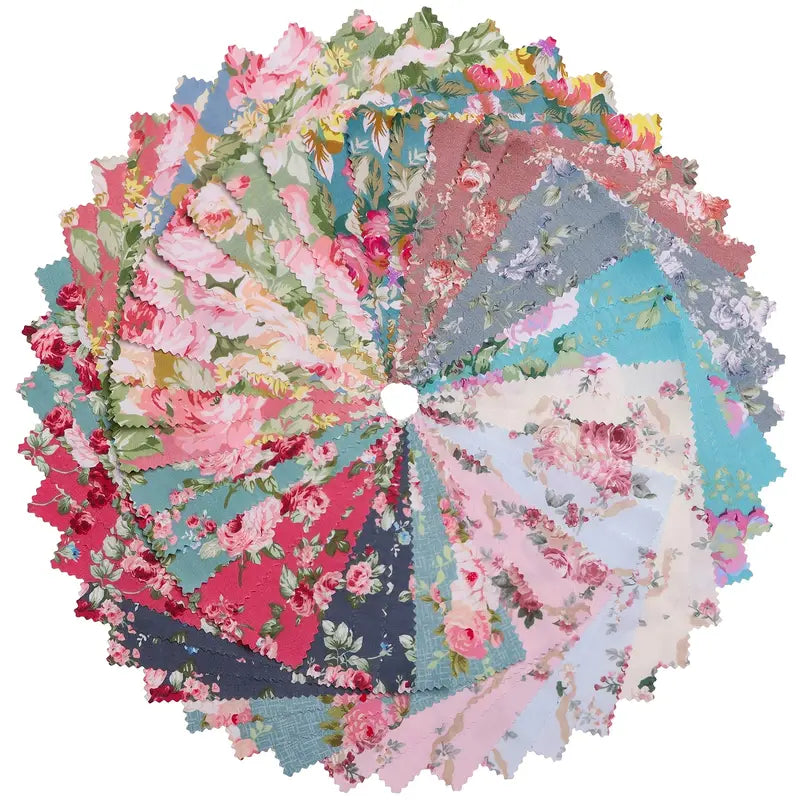 Vintage Style Floral Charm Pack - 5" X 5" - Set of 42 Fabric Squares