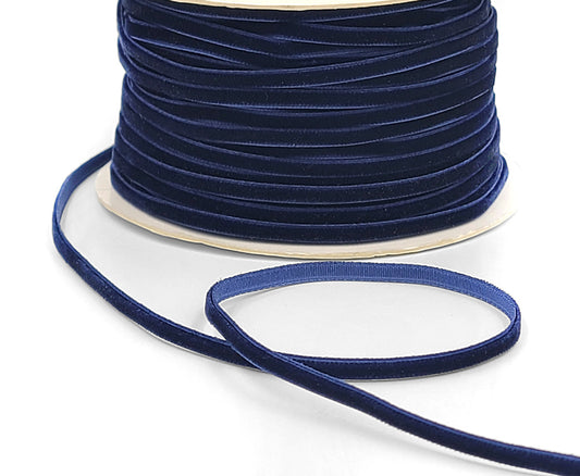 Navy Blue Velvet String Ribbon - 1/8 inch - 1 Yard - Sugar Pink Boutique