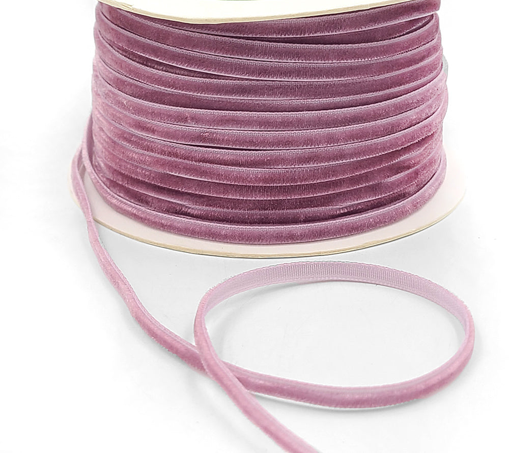 Wood Rose Velvet String Ribbon - 1/8 inch - 1 Yard - Sugar Pink Boutique