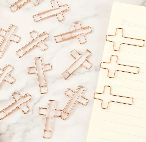 Rose Gold Cross Paper Clips - Set of 50 - Sugar Pink Boutique