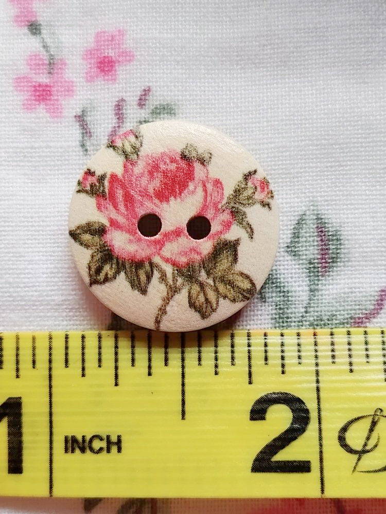 Spring Floral Wooden Painted Buttons - Set of 25 - Sugar Pink Boutique