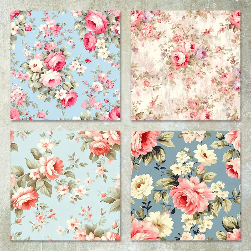 Shabby Chic Floral Blue and Pink 6" x 6" Paper Collection - 36- Sheets