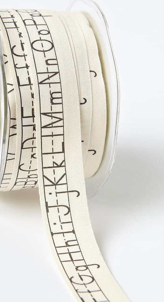Alphabet Ivory Canvas Ribbon - 3/4 inch - 1 Yard
