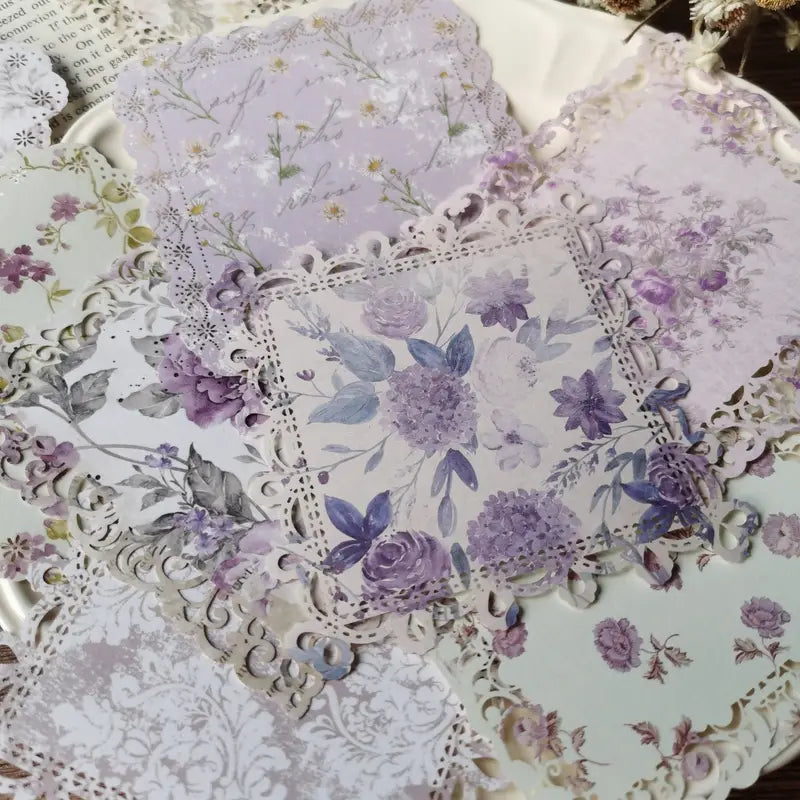 Shabby Chic Lavender Floral Vintage Style Lace Doily Papers - Set of 10