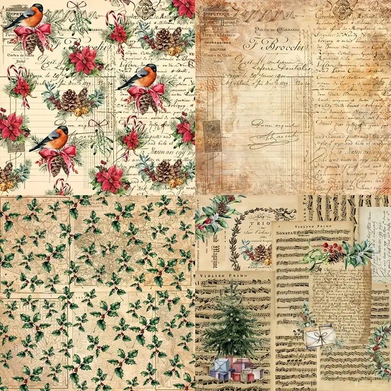 Vintage Style Christmas Designs Paper Collection - 6" x 6" - 24- Sheets - Sugar Pink Boutique