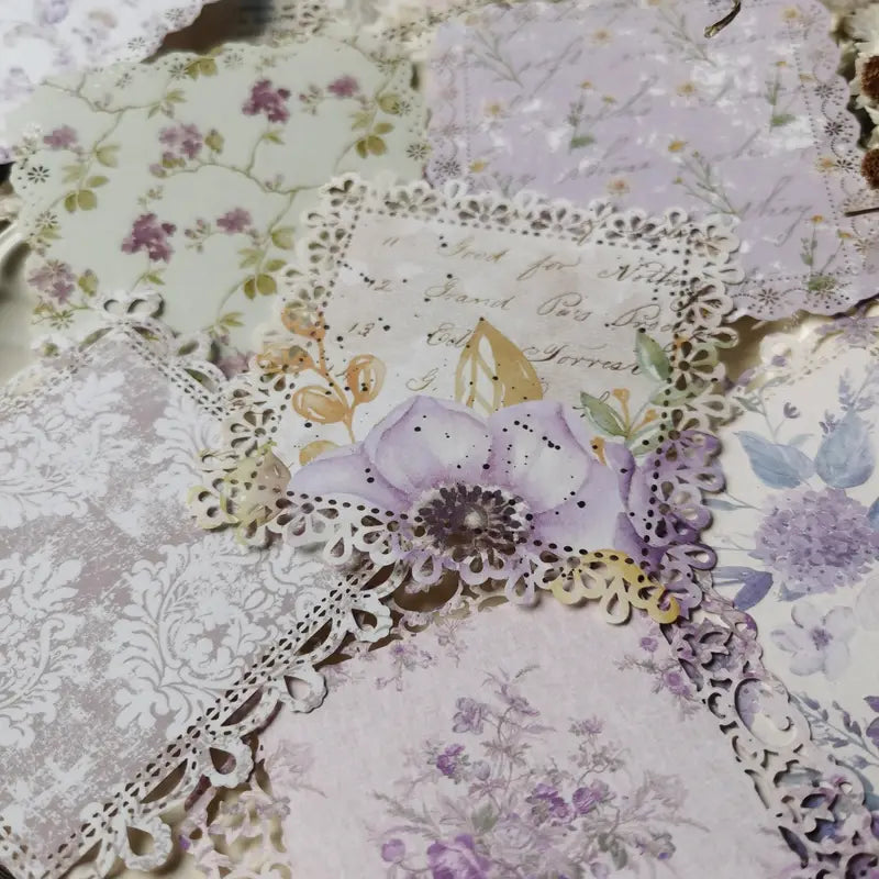 Shabby Chic Lavender Floral Vintage Style Lace Doily Papers - Set of 10
