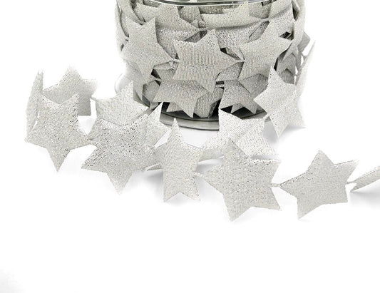 Puffy Metallic Silver Star Banner Ribbon - 1 1/2" - 1 Yard - Sugar Pink Boutique