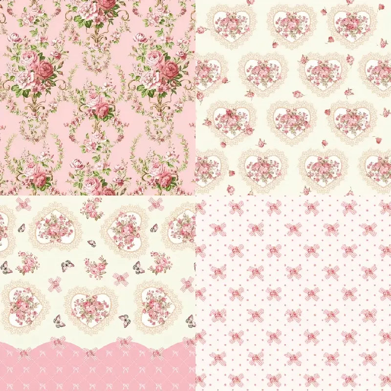 Garden of Dreams Shabby Chic Floral Pink and White 6" x 6" Paper Collection - 24- Sheets - Sugar Pink Boutique