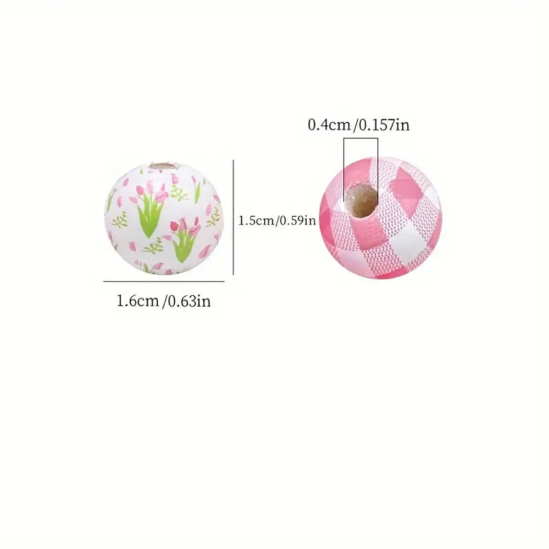 Mother’s Day Pink Floral Wooden Beads - Set of 50 - Sugar Pink Boutique
