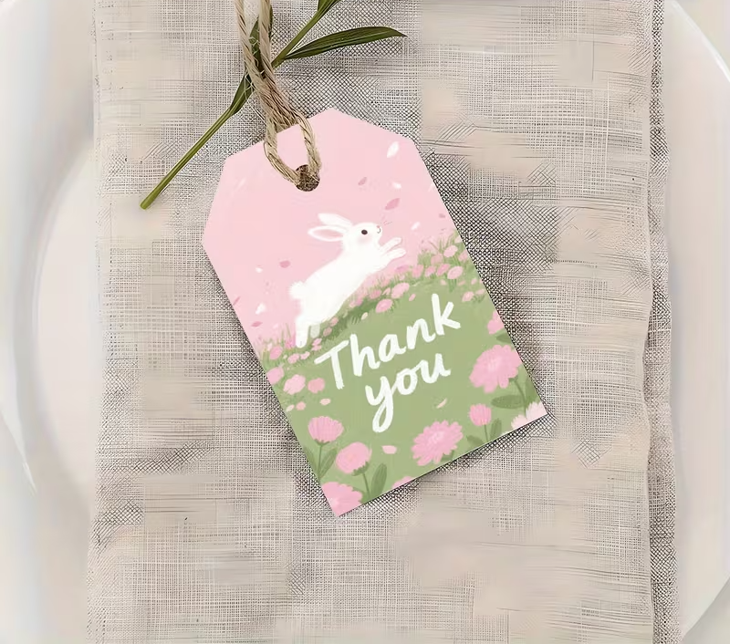 Spring Bunny Thank You Gift Tags - Set of 45