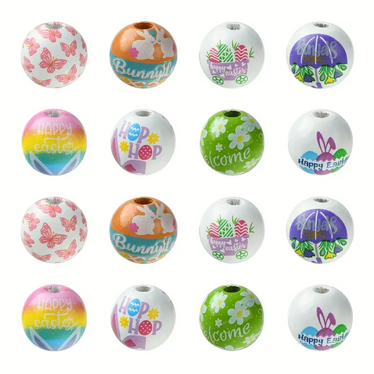 Easter Wooden Beads - Set of 55 - Sugar Pink Boutique