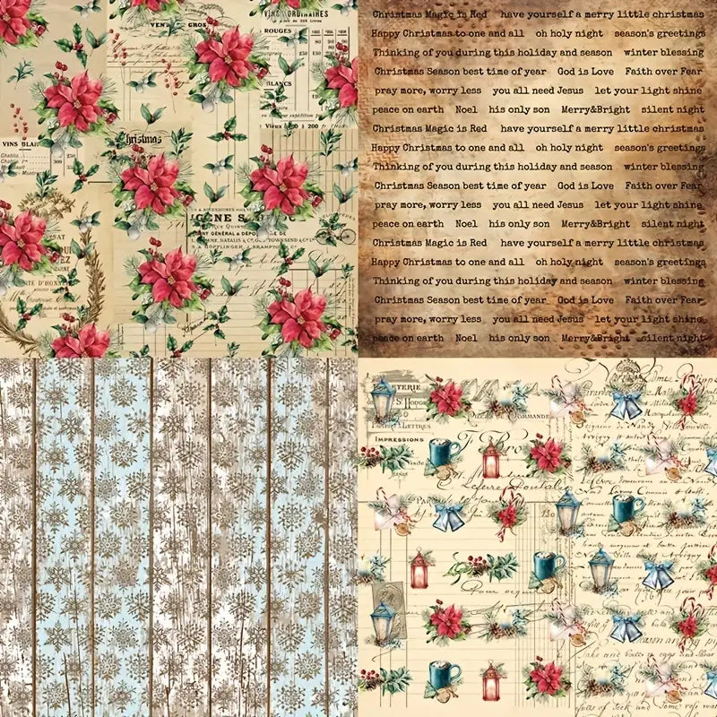 Vintage Style Christmas Designs Paper Collection - 6" x 6" - 24- Sheets - Sugar Pink Boutique