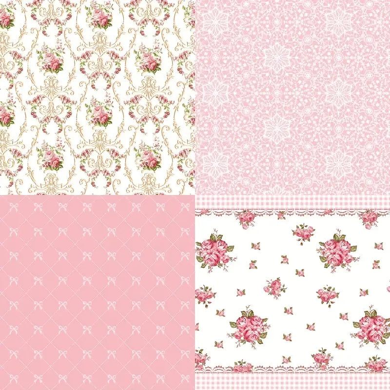 Garden of Dreams Shabby Chic Floral Pink and White 6" x 6" Paper Collection - 24- Sheets - Sugar Pink Boutique
