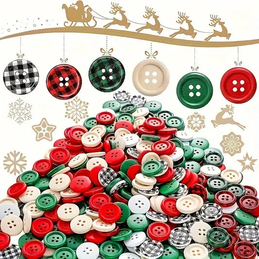 Christmas Wooden Buttons - Set of 60 - Sugar Pink Boutique