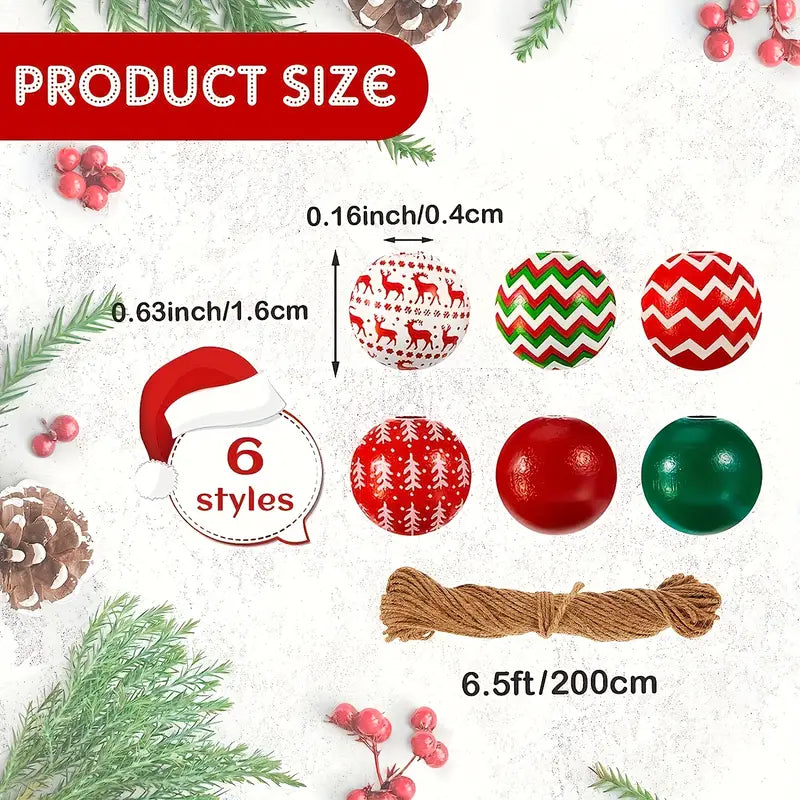 Christmas Sweater Design Wooden Beads - Set of 60 - Sugar Pink Boutique