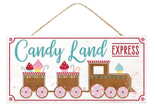 12" Wooden Sign: Candy Land Express Sign - Sugar Pink Boutique