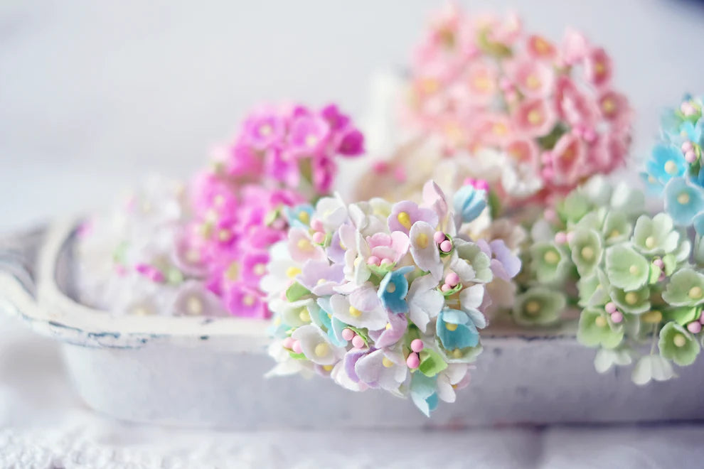 Forget Me Not Vintage Style Millinery Paper Flower Bouquet - Lavender - 1 Bouquet