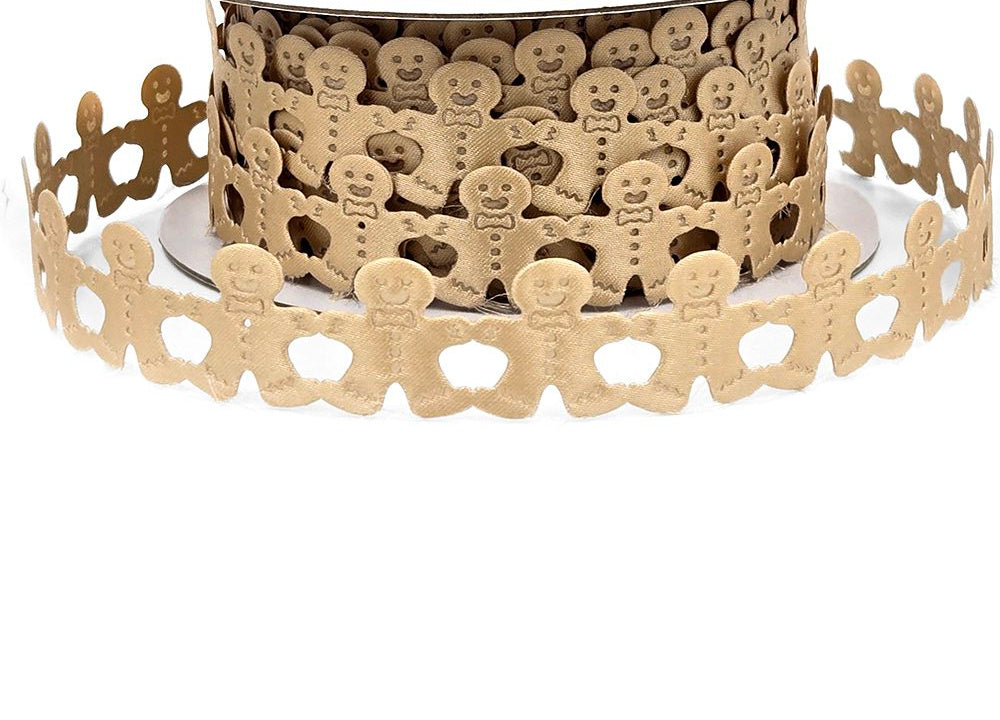 Natural Gingerbread Man Cut Out Ribbon - 3/4 inch - 1 Yard - Sugar Pink Boutique