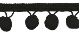 Pom Pom Trim Black Dangling - V Drop - 5/8 inch Ball Fringe - 1 Yard - Sugar Pink Boutique