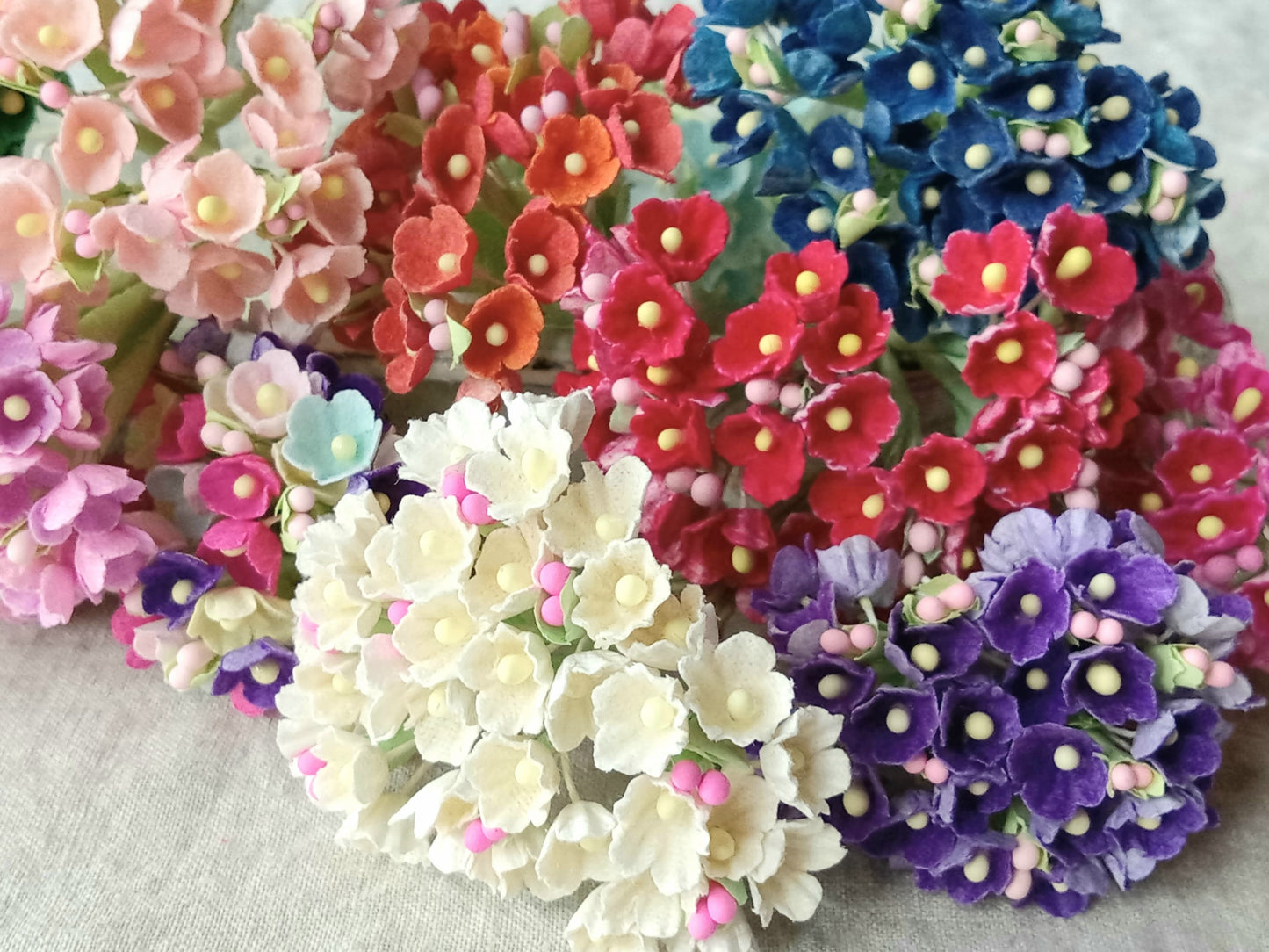 Forget Me Not Vintage Style Millinery Paper Flower Bouquet - Sapphire - 1 Bouquet - Sugar Pink Boutique