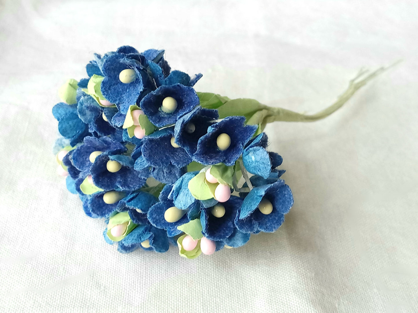 Forget Me Not Vintage Style Millinery Paper Flower Bouquet - Sapphire - 1 Bouquet - Sugar Pink Boutique