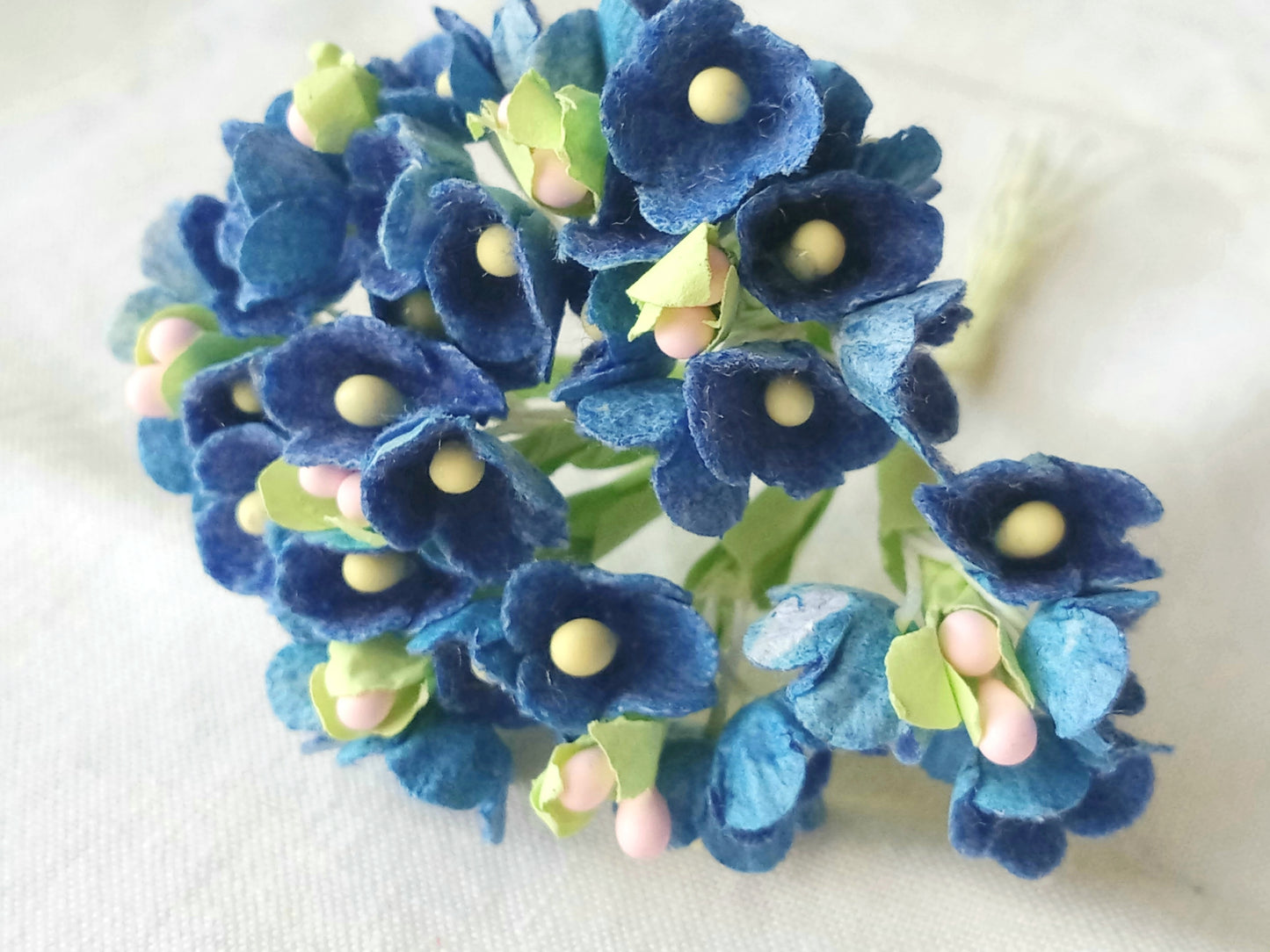 Forget Me Not Vintage Style Millinery Paper Flower Bouquet - Sapphire - 1 Bouquet - Sugar Pink Boutique