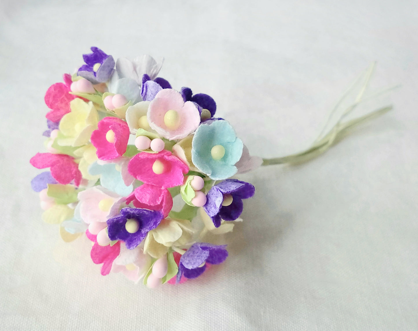 Forget Me Not Vintage Style Millinery Paper Flower Bouquet - Spring Mix - 1 Bouquet - Sugar Pink Boutique