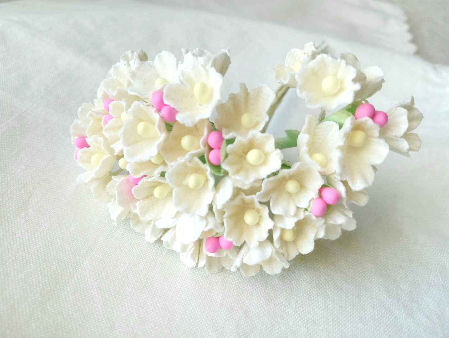 Forget Me Not Vintage Style Millinery Paper Flower Bouquet - Buttercream - 1 Bouquet - Sugar Pink Boutique