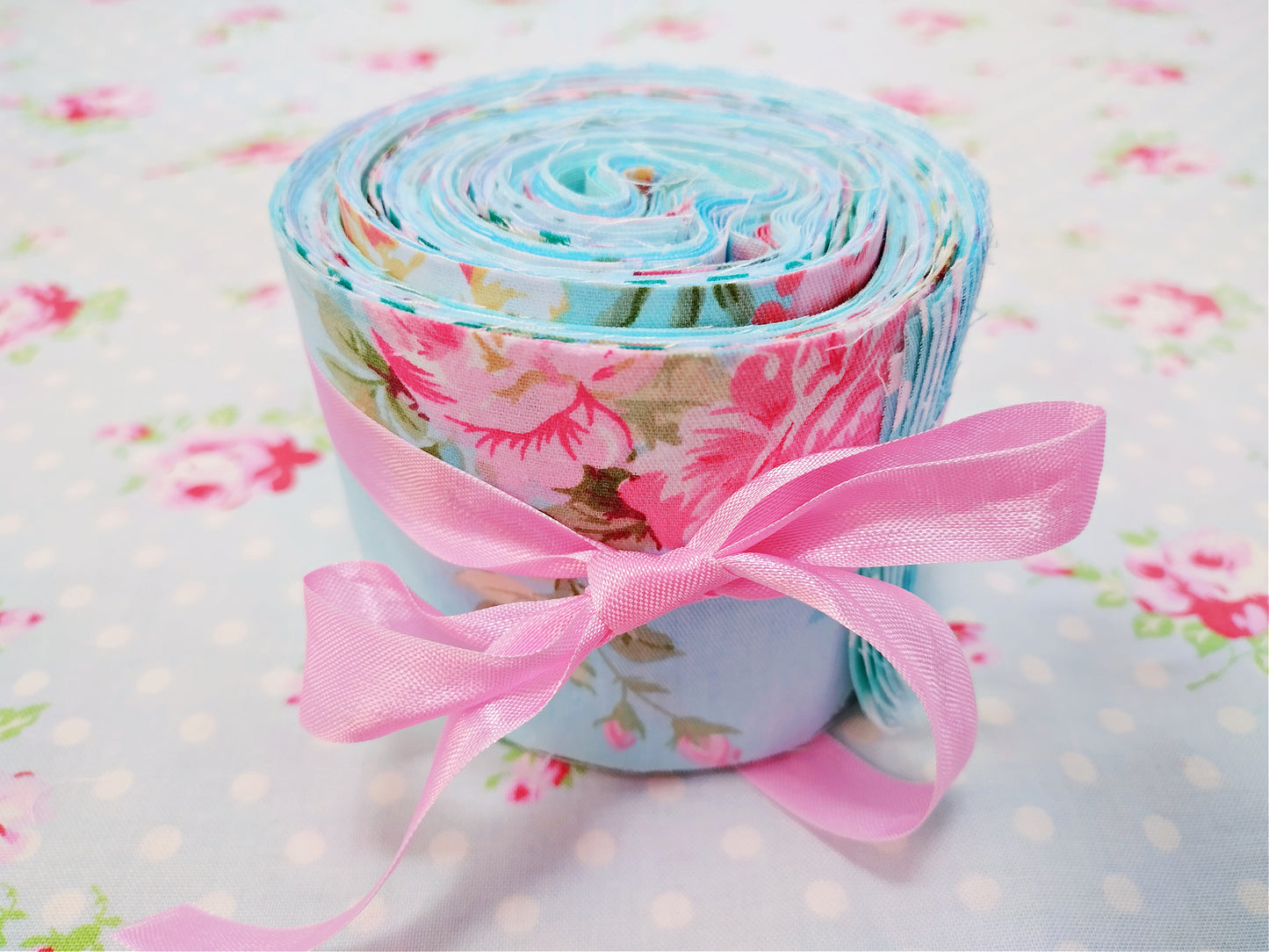 Shabby Chic Blue Floral Jelly Roll - 2.5" X 16.54" - Set of 42 Fabric Stripes