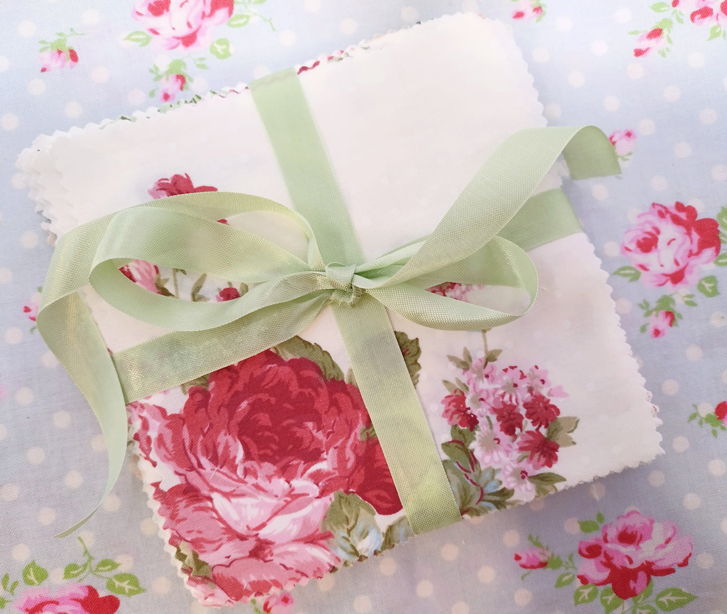 Shabby Chic Vintage Style Floral & Gingham Charm Pack - 5" X 5" - Set of 42 Fabric Squares