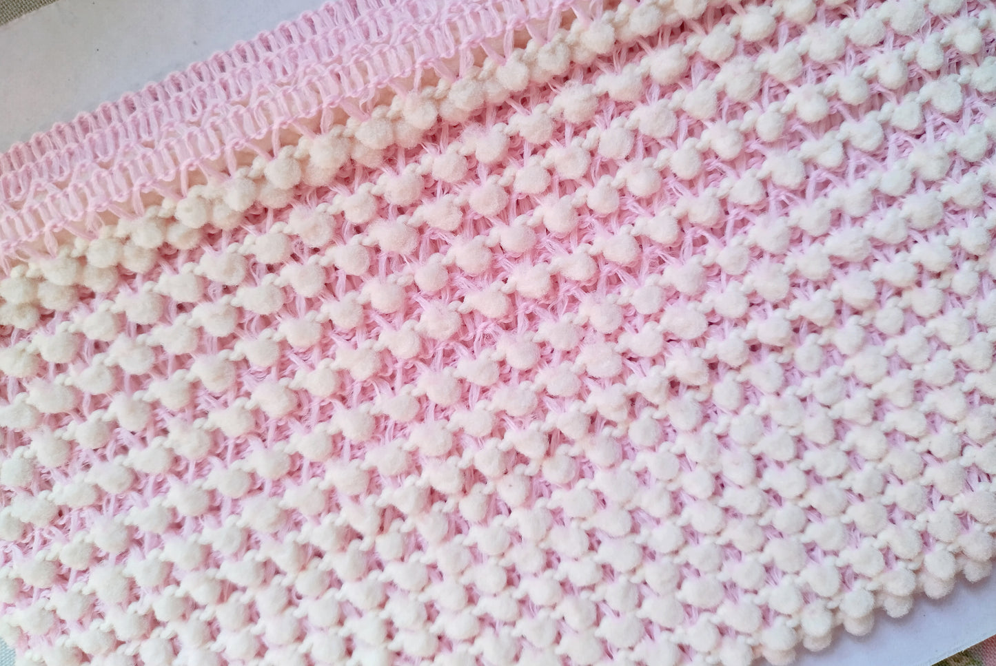 Mini Pom Pom Trim -Pale Pink - Ball Fringe - 1 Yard