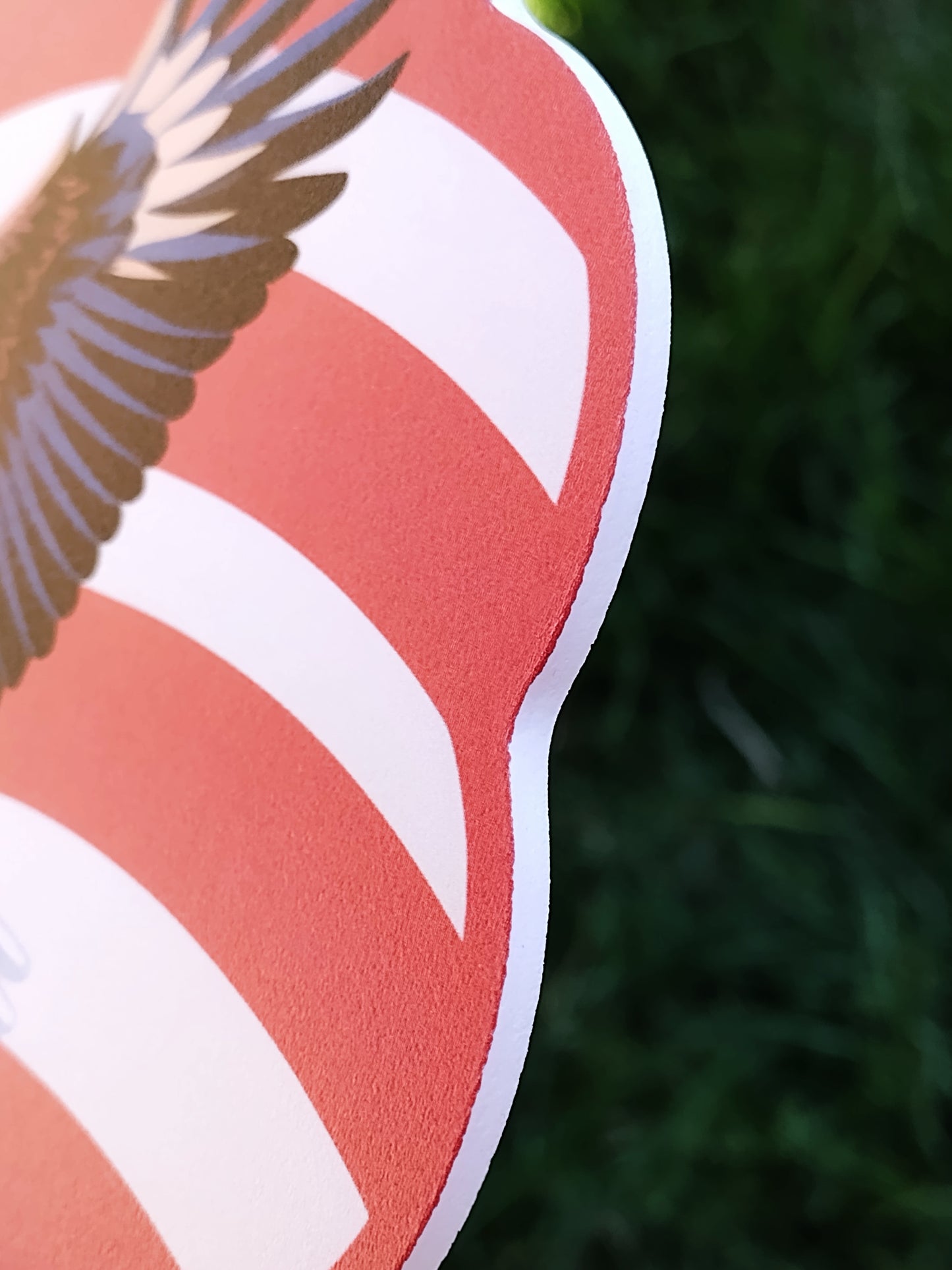 10 1/2" Scalloped Waterproof PVC Sign: God Bless America Eagle and Flag