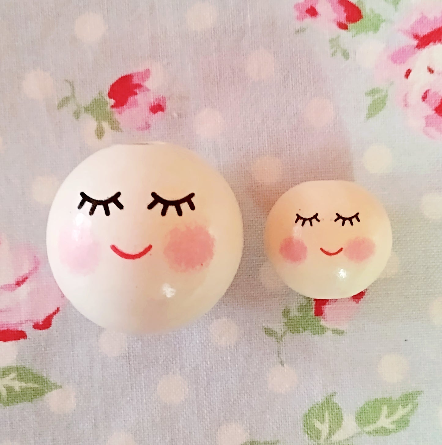 Angel Doll Face Wooden Beads - 30mm - Set of 10