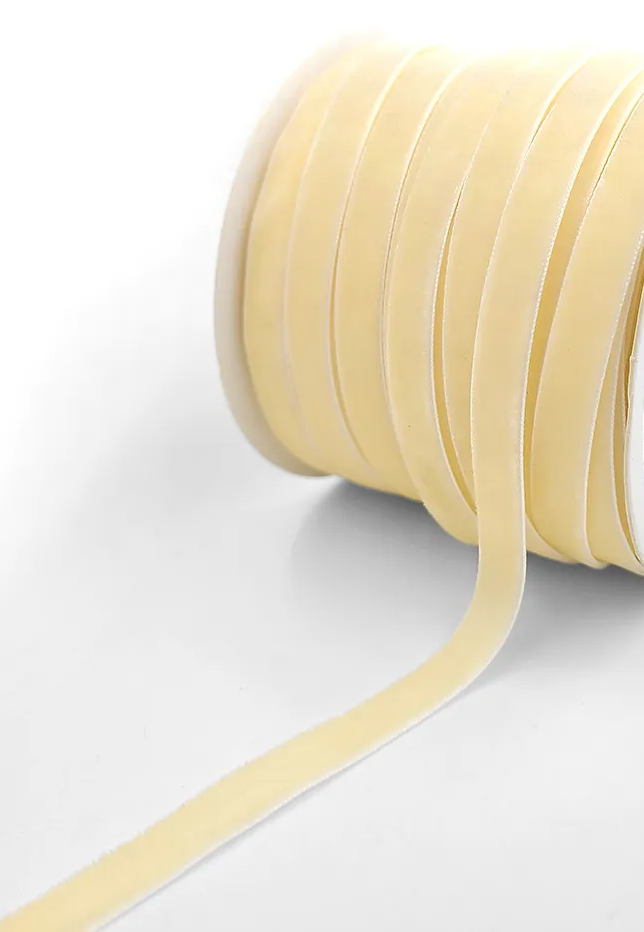Buttercream Velvet Ribbon - 3/8 inch - 1 Yard