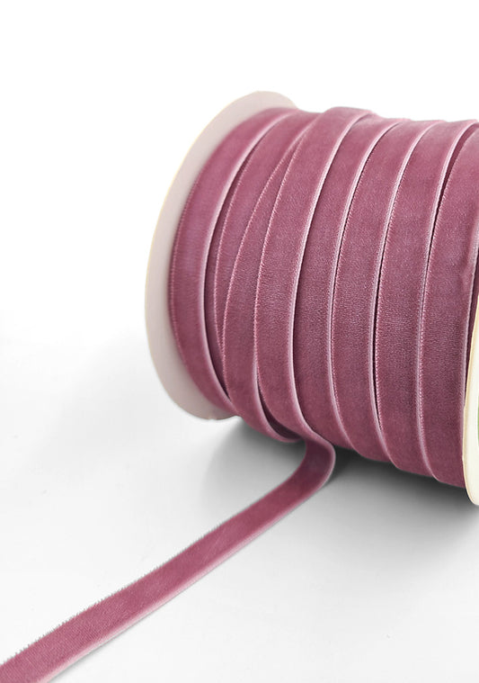 Wood Rose Velvet Ribbon - 3/8 inch - 1 Yard - Sugar Pink Boutique